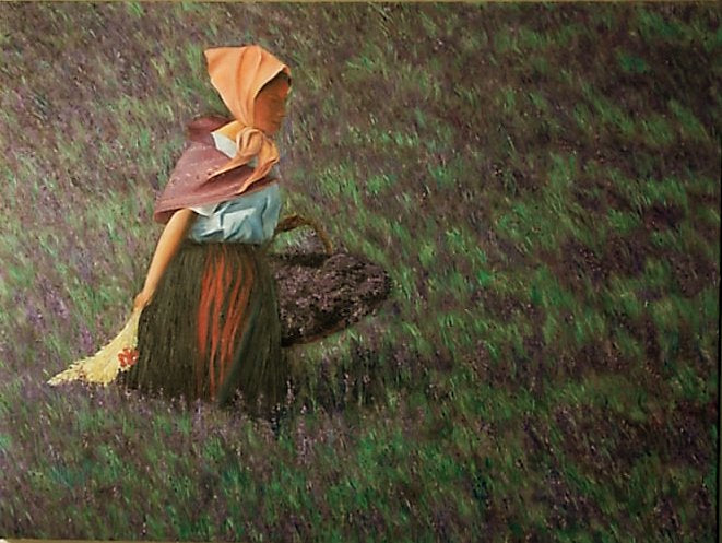 ragazza in campo di lavanda