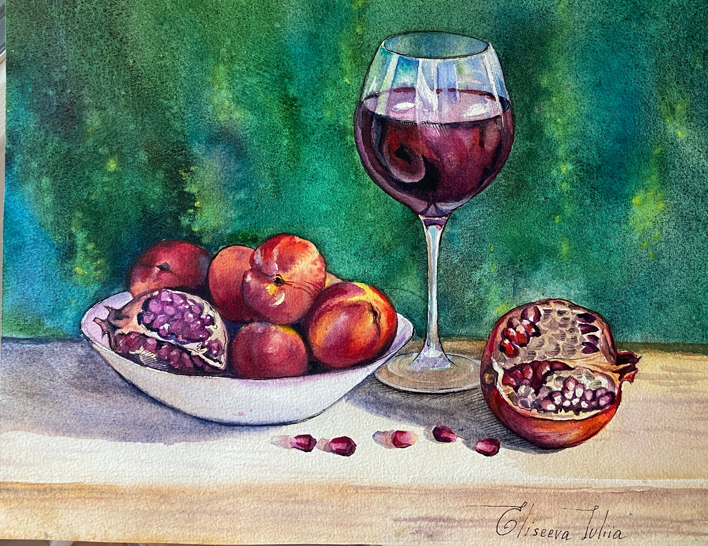 Copa de vino con fruta