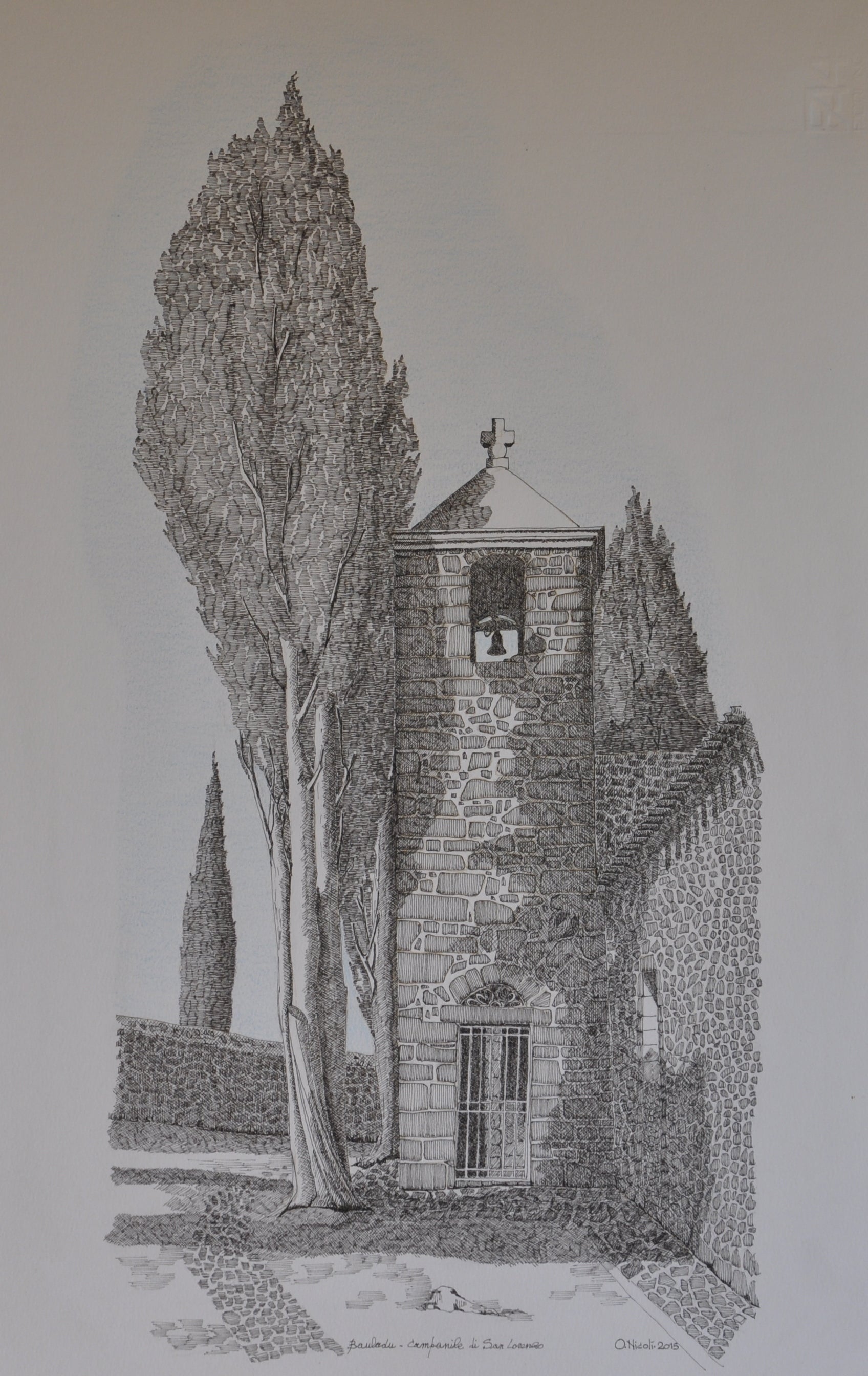 Bauladu - Particolare del campanile di San Lorenzo nella chiesa camaldolese.