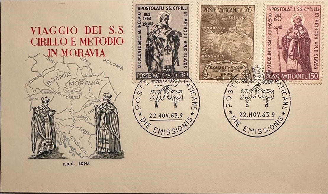 Vatican City stamps in original envelope on the day of issue