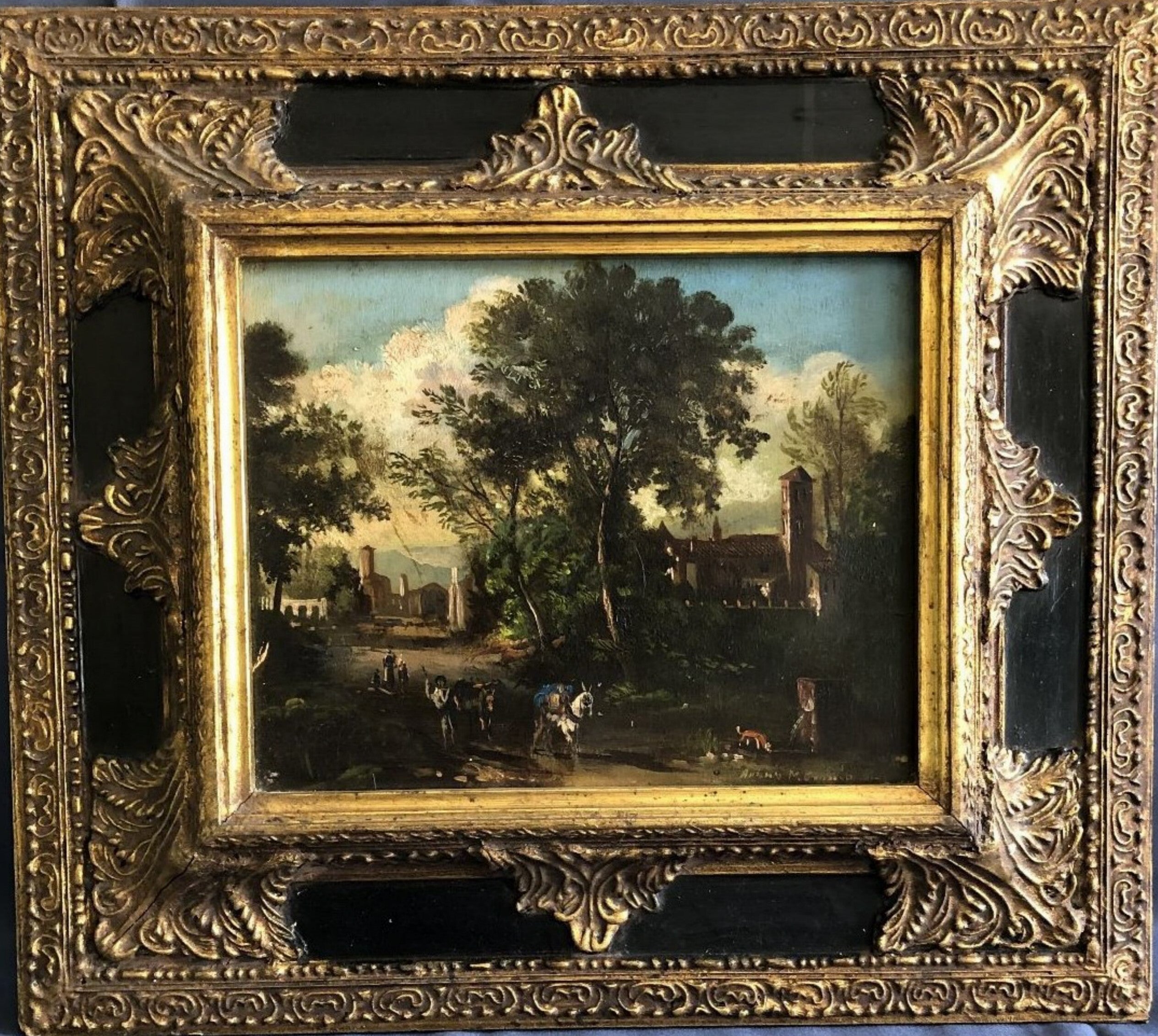 ANTONIO MANCINI, LLAMADO BROSSIO - PAISAJE CON CAMINANTES