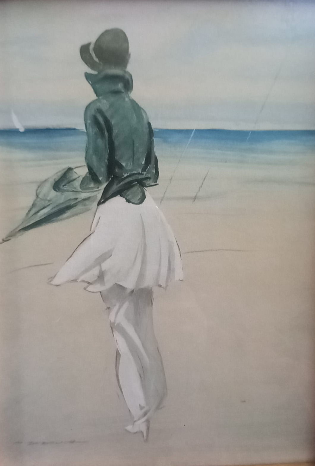 Figura femminile di spalle sulla spiaggia di Marcello Dudovich