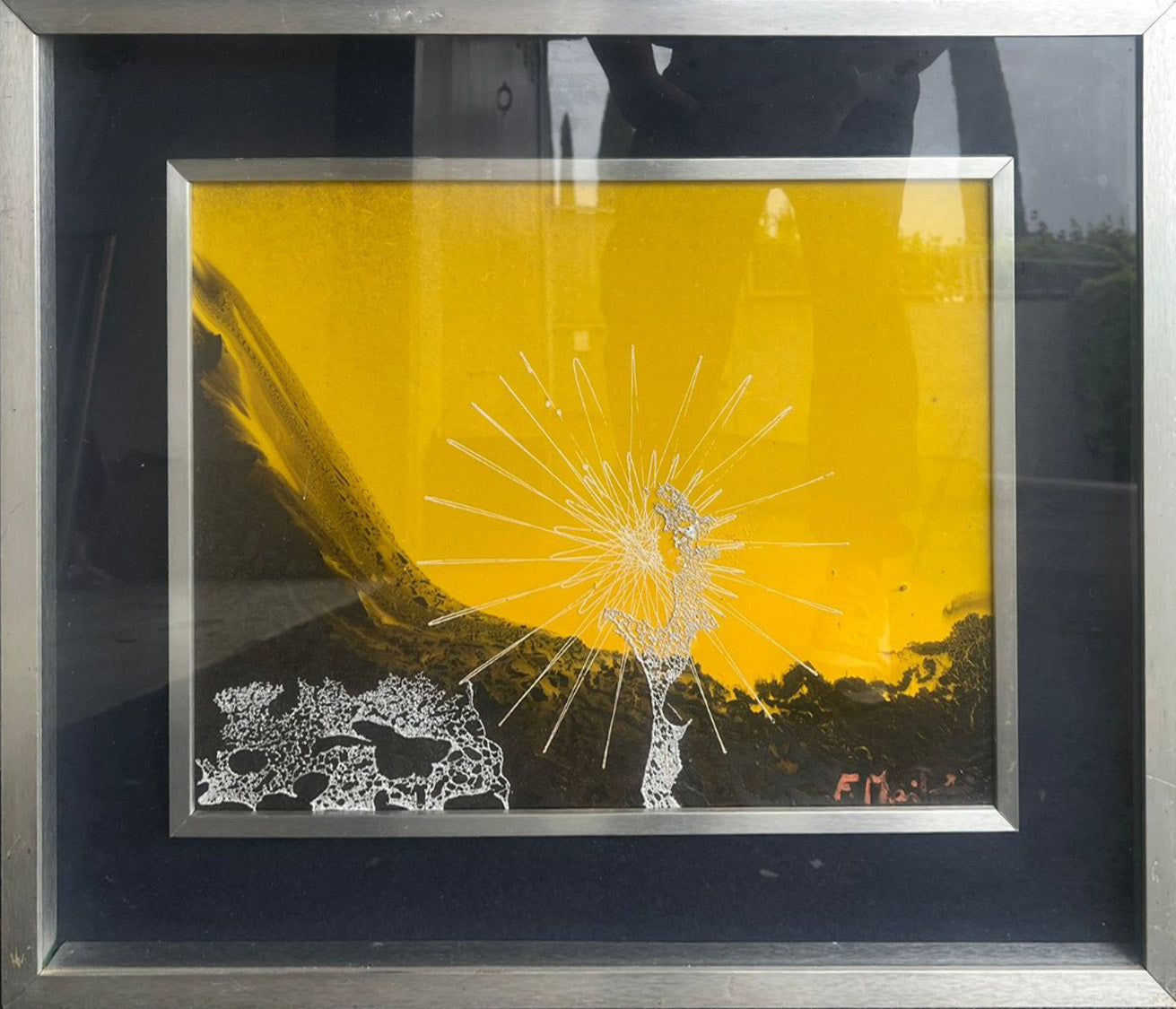 Autore Sconosciuto - Senza titolo (Astratto sfondo giallo)