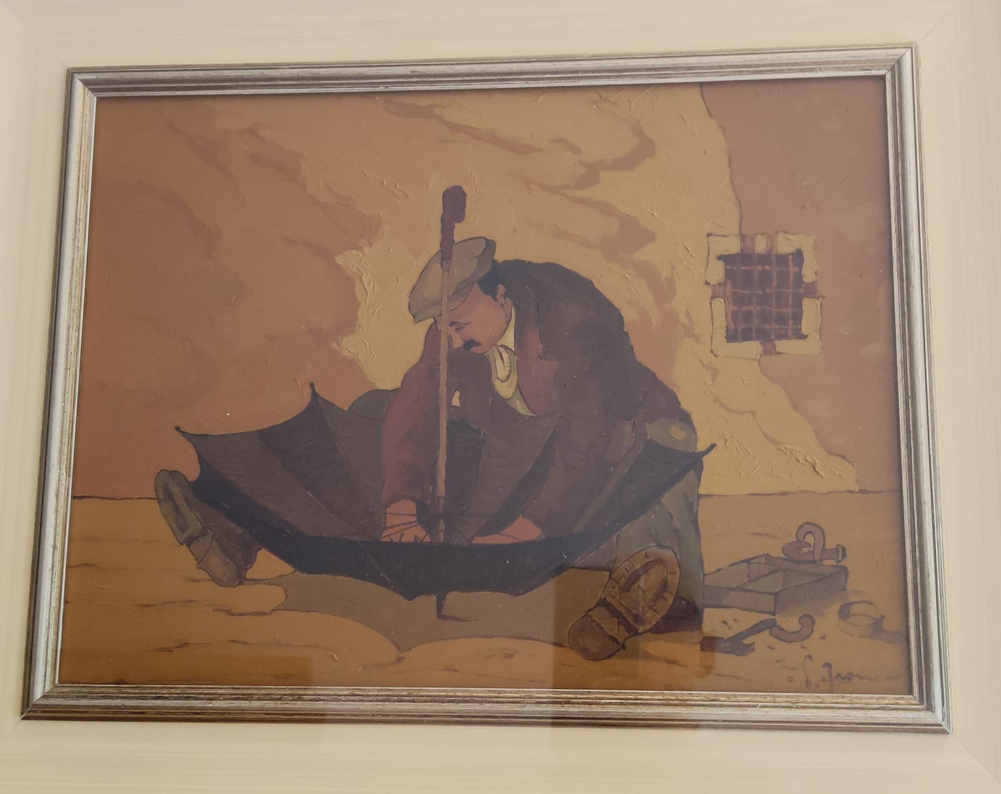 L'ombrellaio – Olio su tela – Tonino Brosio