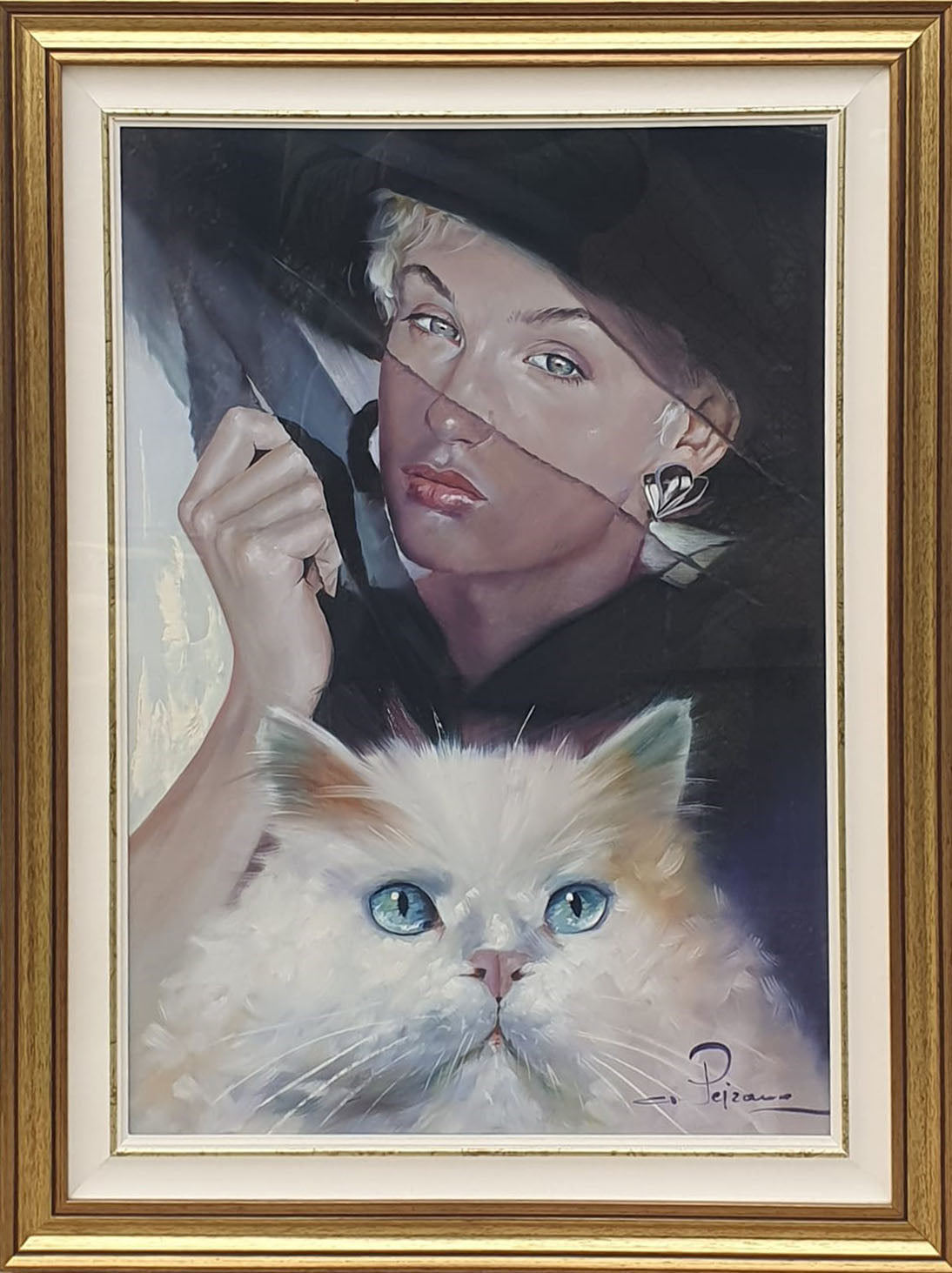 Gastone Peirano - Volto con gatto