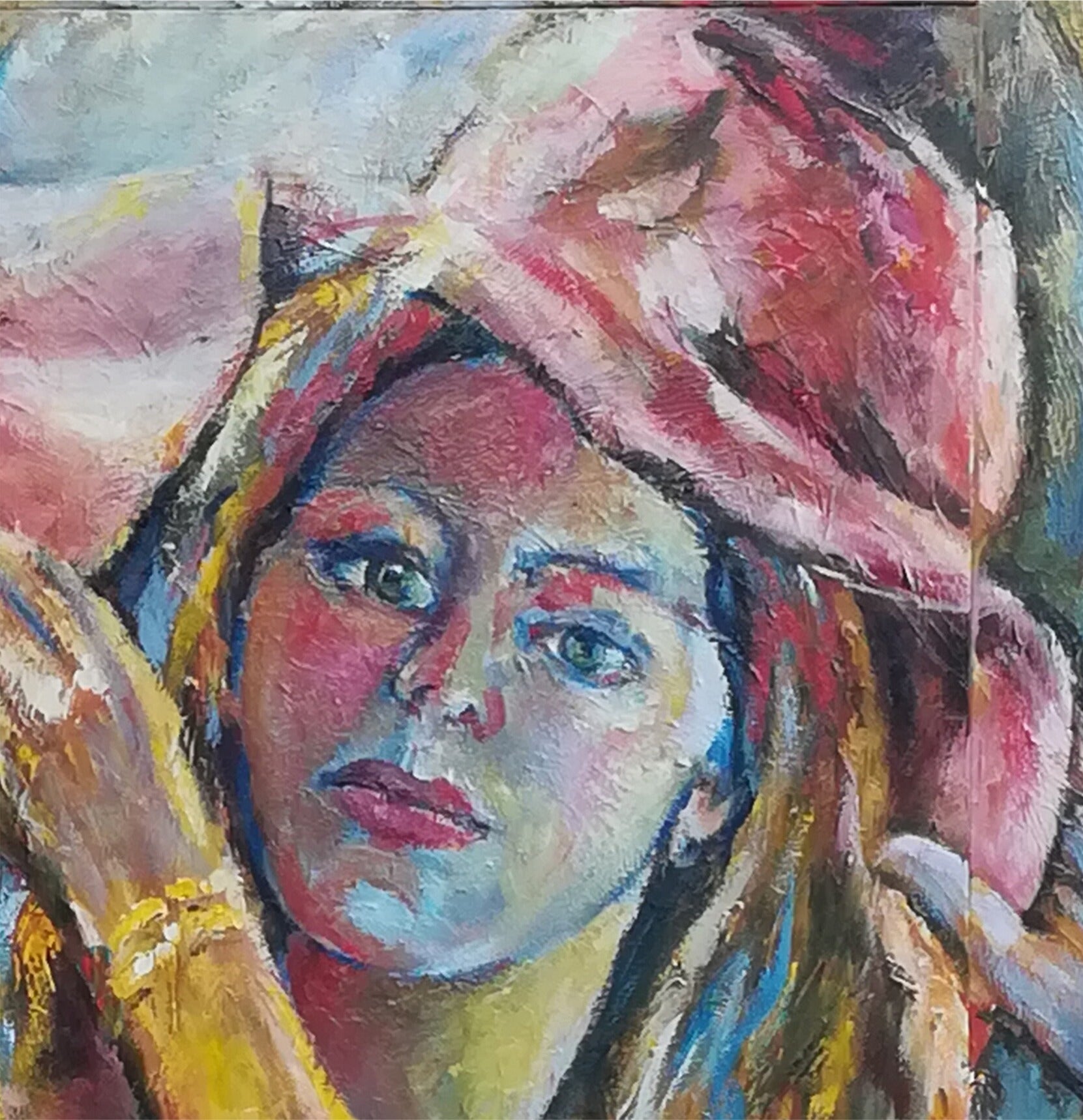 Donna con cappello allo specchio