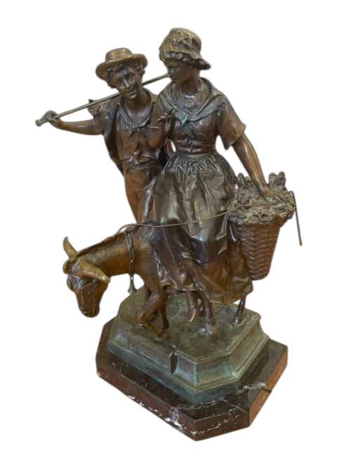 Retour de marché (Il ritorno dal mercato) - Scultura in bronzo - Ernest Rancoulet