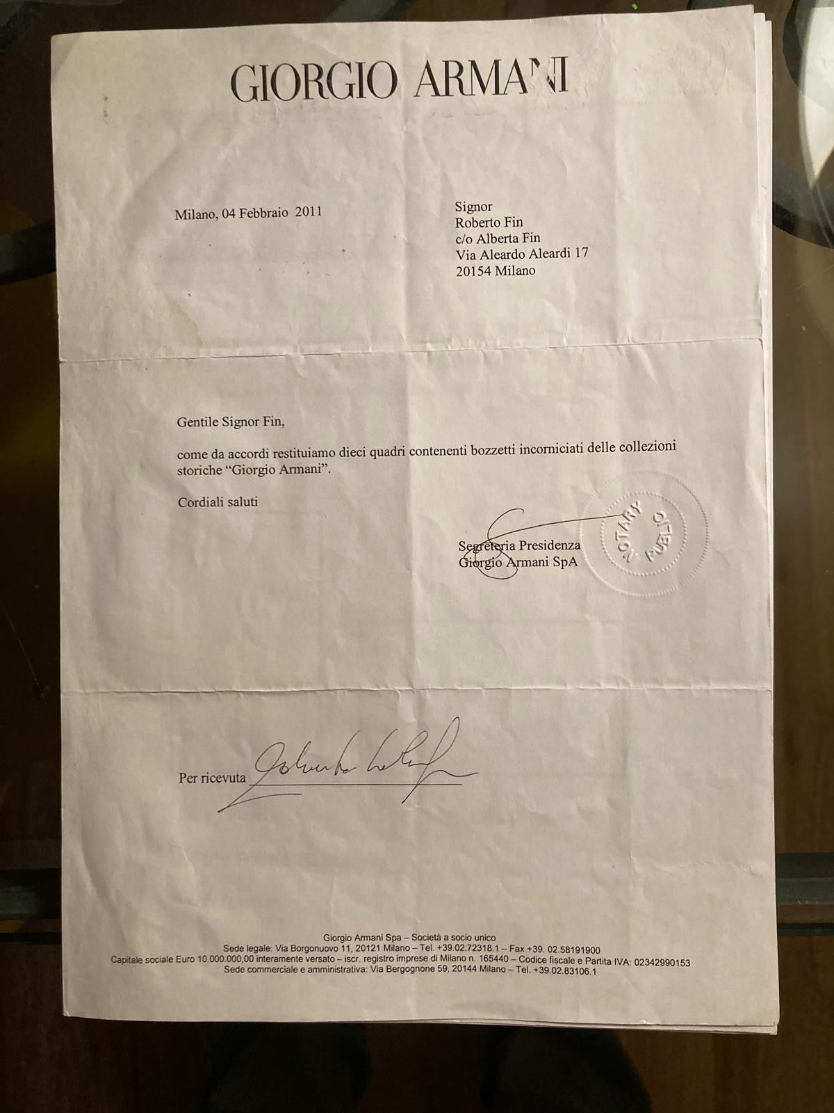Giorgio Armani - Primi disegni originali della collezione storica