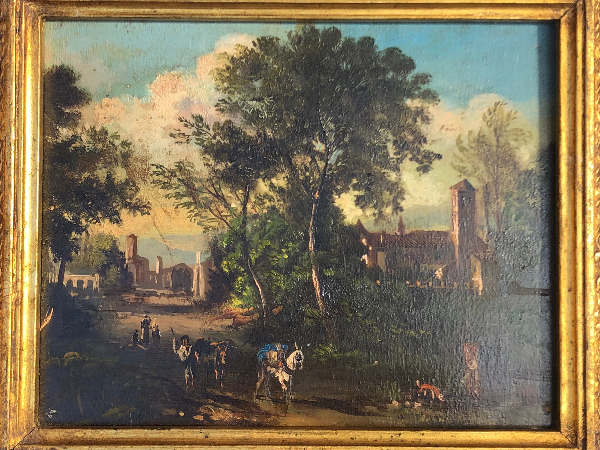 ANTONIO MANCINI DETTO BROSSIO - PAESAGGIO CON VIANDANTI