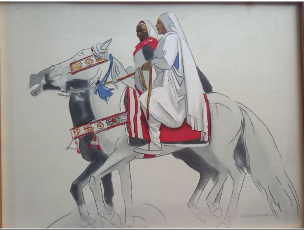 Scena orientalista con arabi a cavallo di Marcello Dudovich