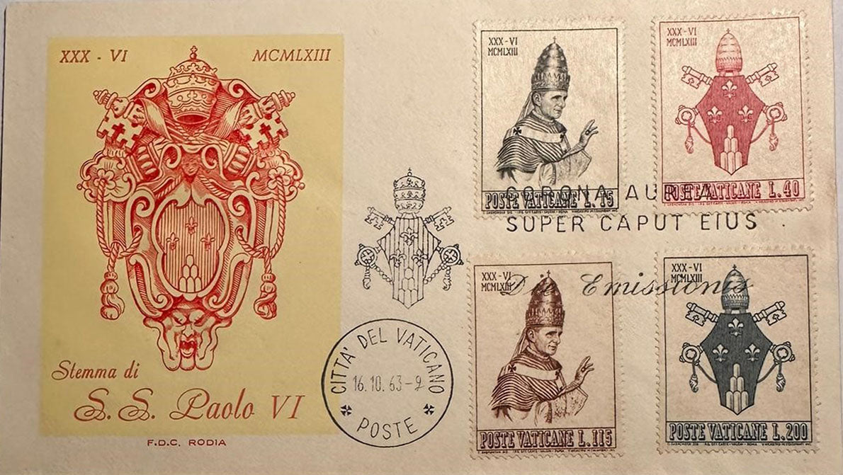 Vatican City stamps in original envelope on the day of issue