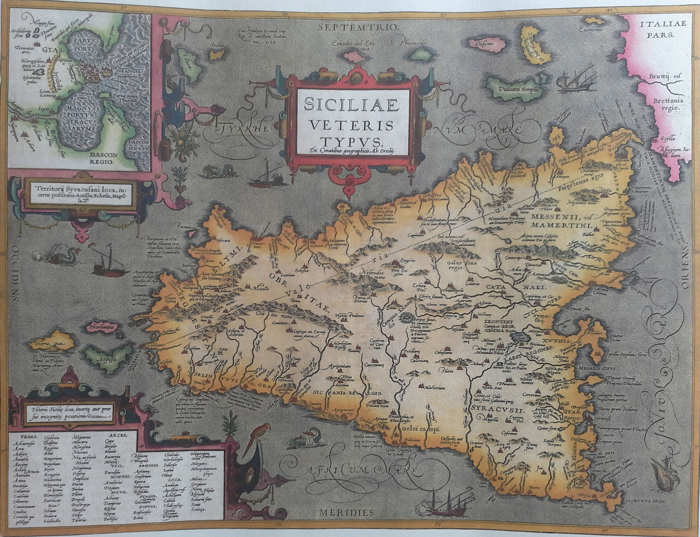 Abraham Ortelius - Mapa dedicado a Sicilia