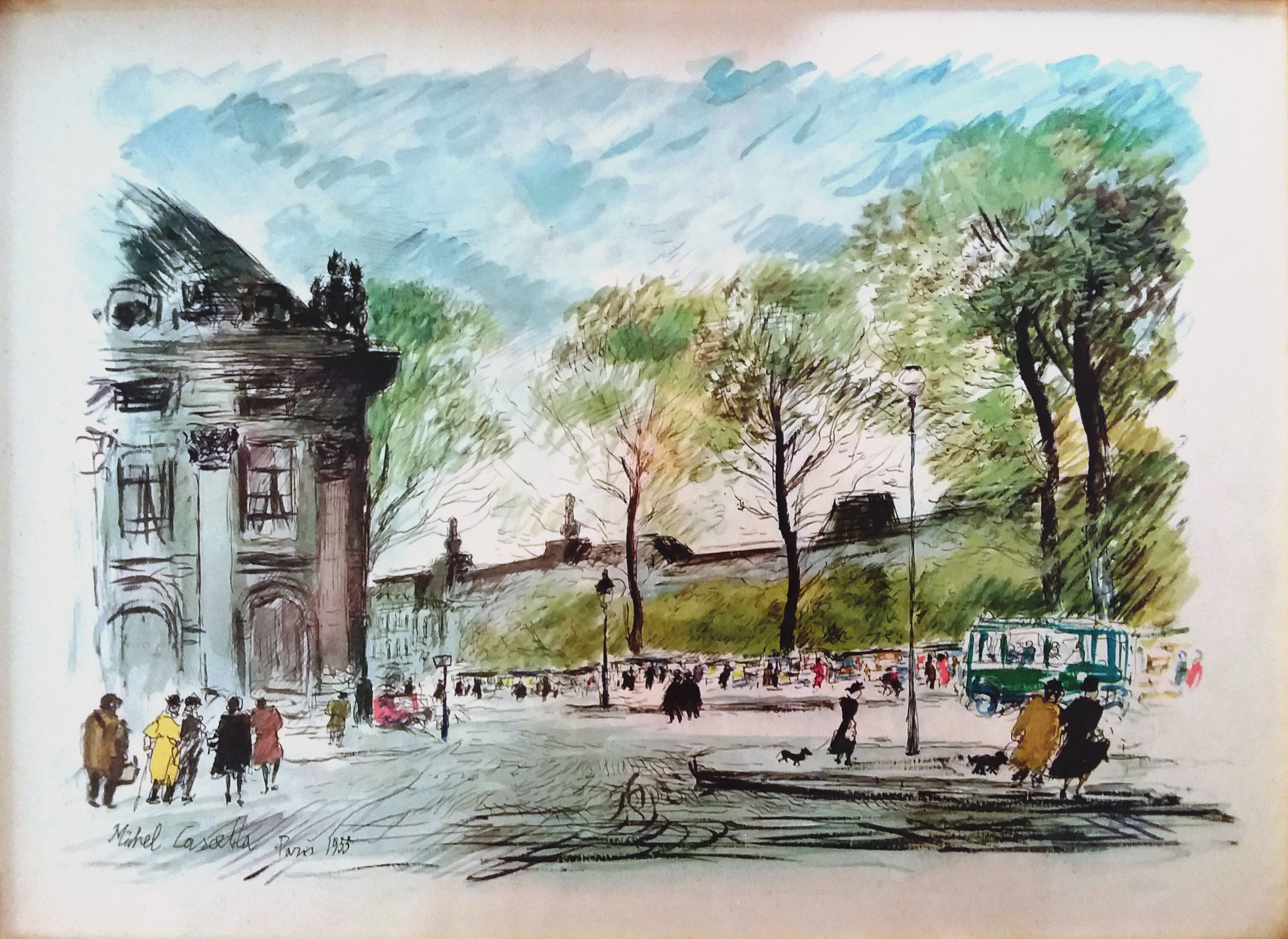 Michele Cascella - Veduta parigina sulla Senna