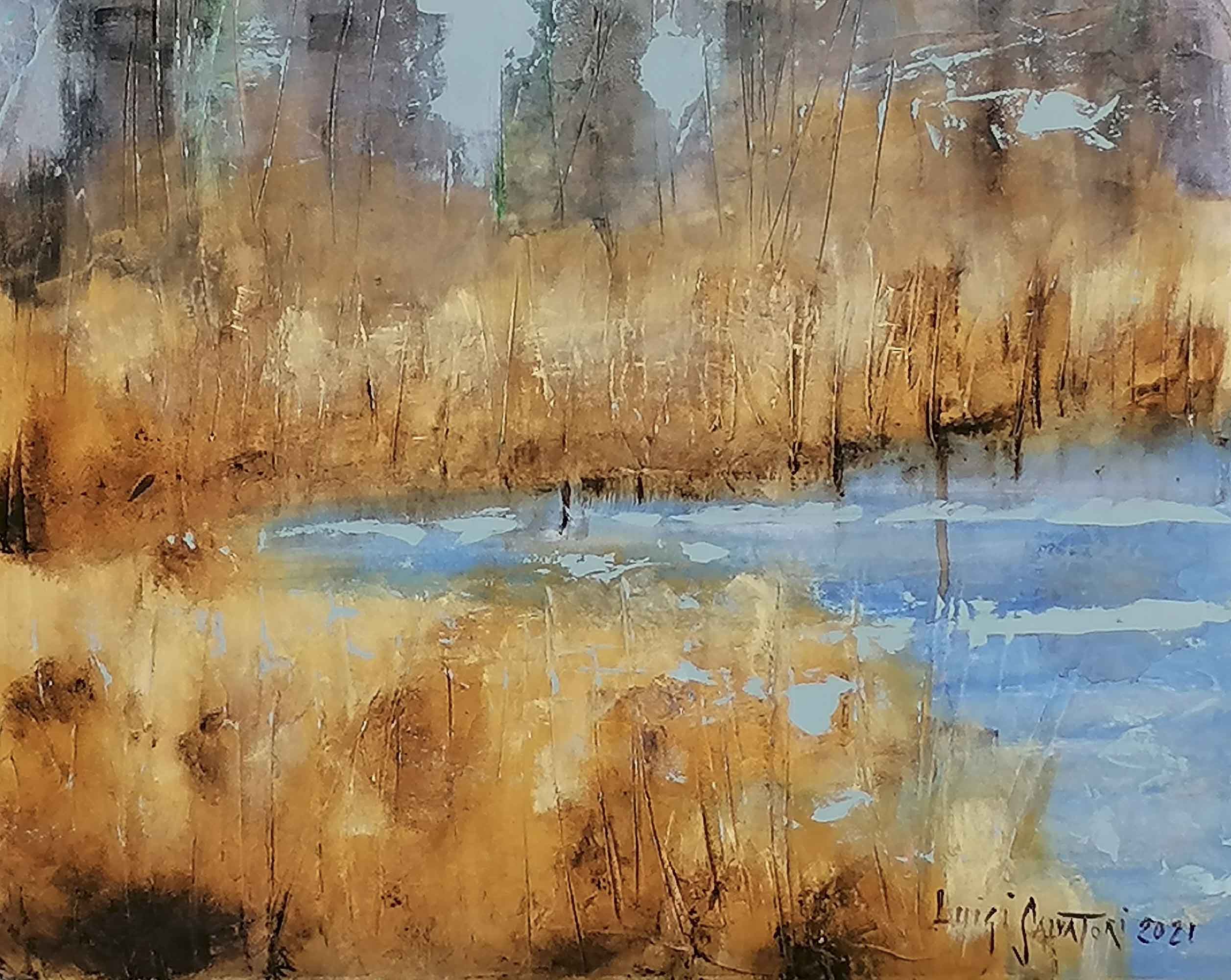 Canneto e riflessi sul lago