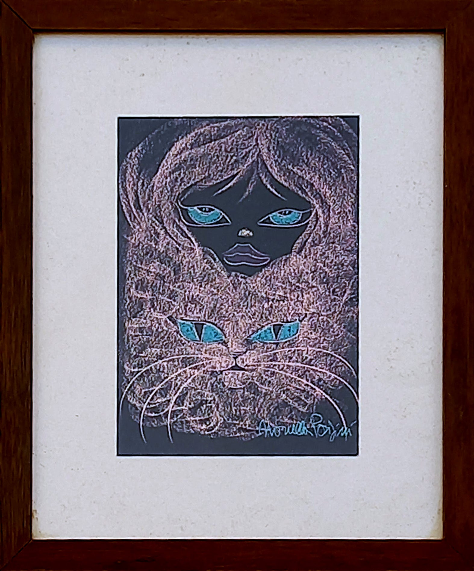 Novella Parigini - Rostro de mujer con gato - Gato