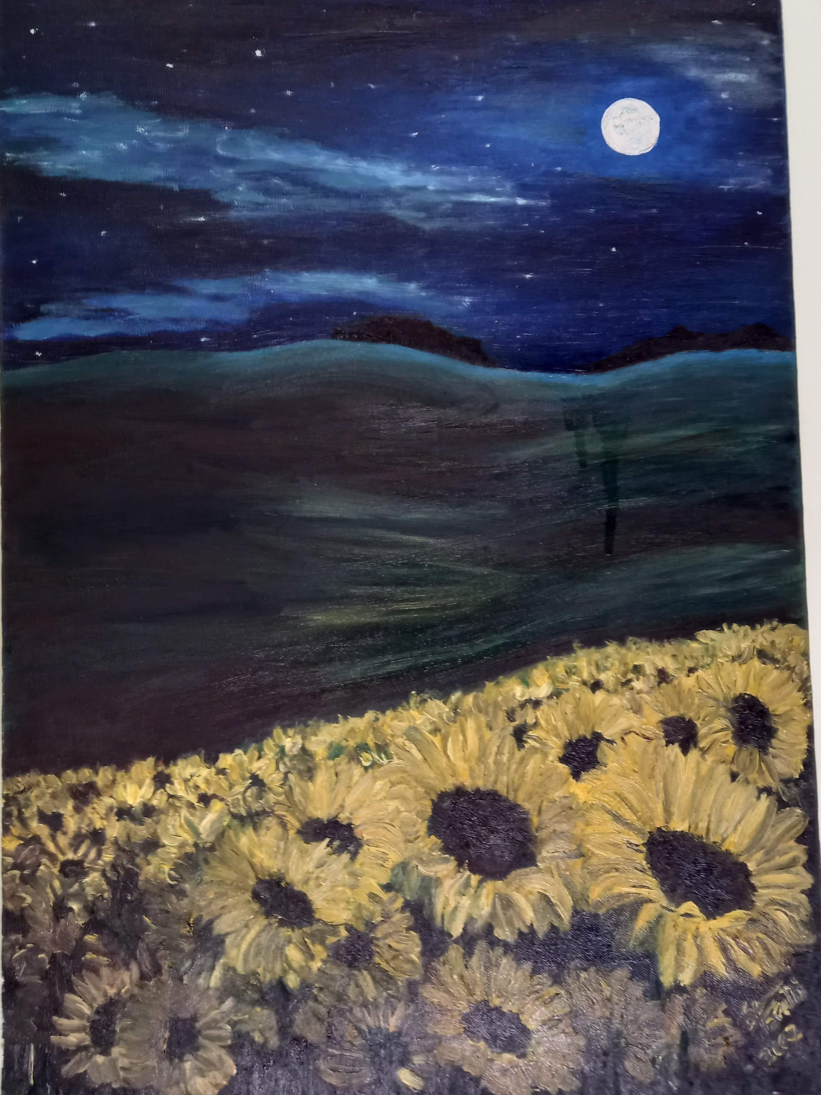 Noche con girasoles