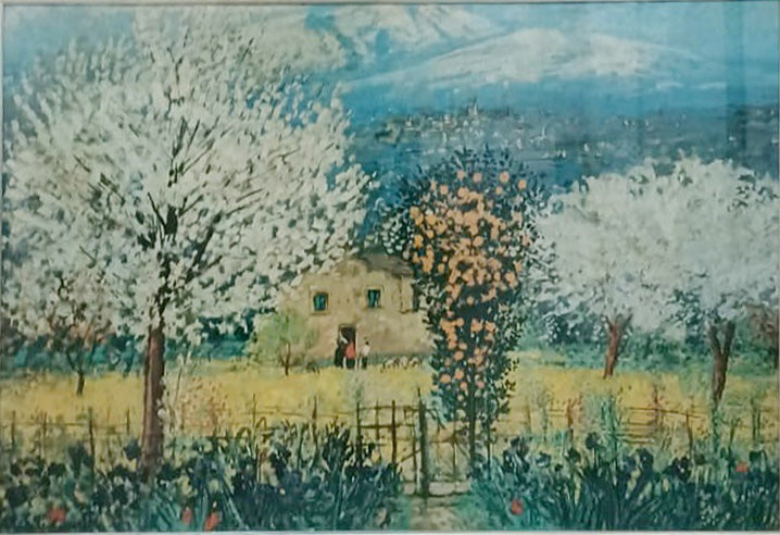 Michele Cascella - Casa nel bosco fiorito di primavera
