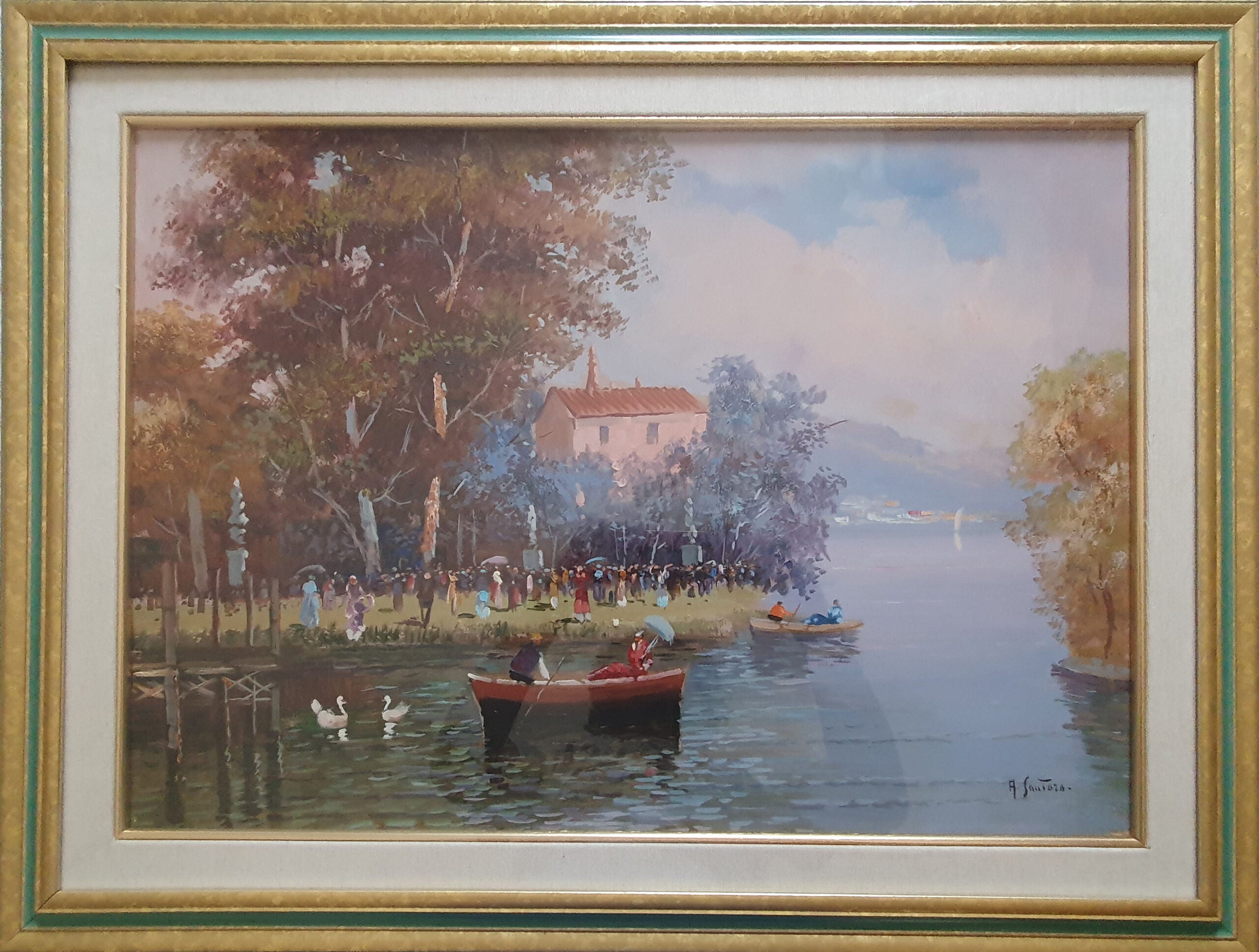 A. Santoro - Senza titolo (Paesaggio con barche)
