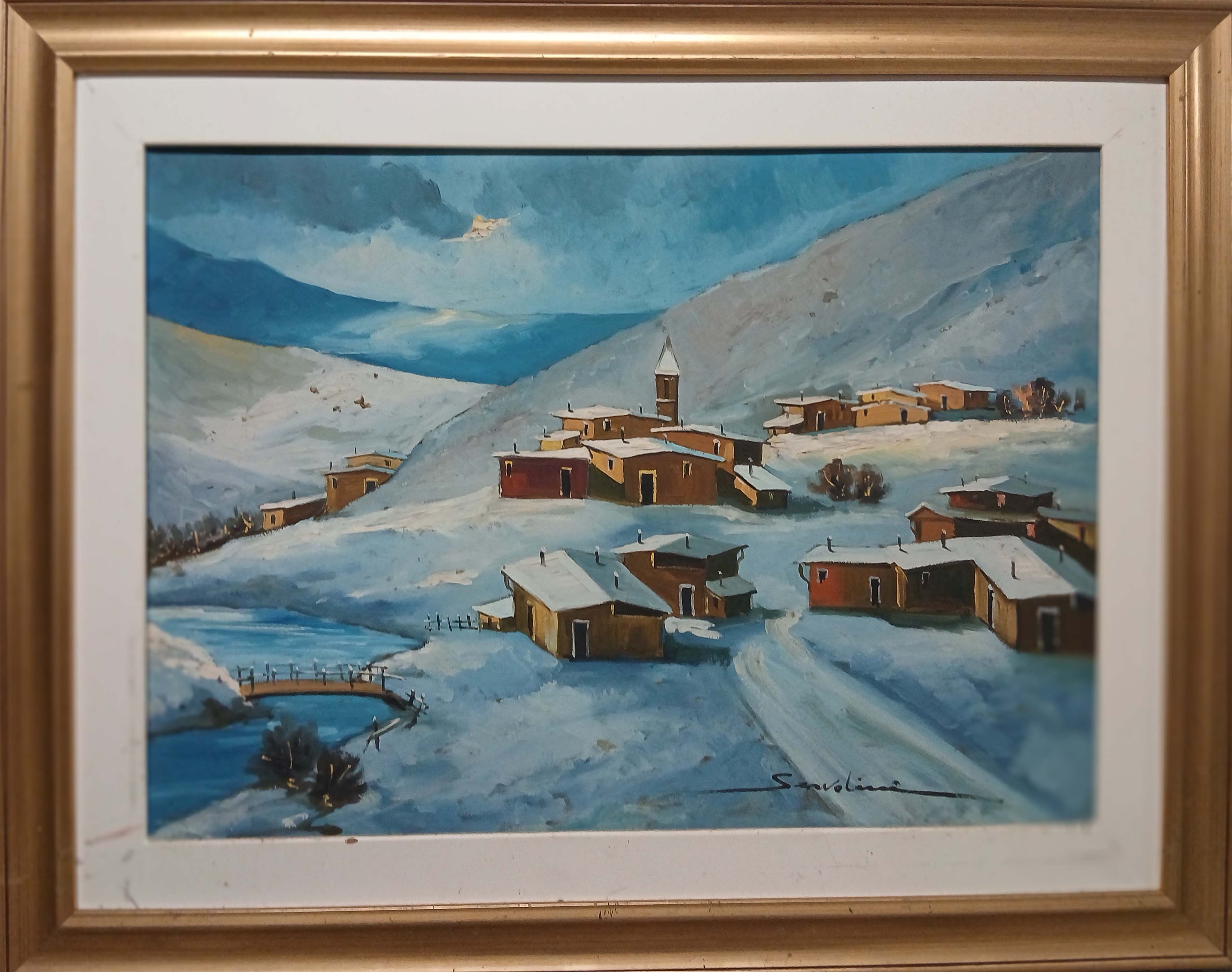 Paesaggio innevato - Olio su tela - Luigi Servolini