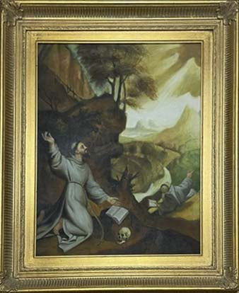 San Francesco d'Assisi, olio su tavola di autore sconosciuto, 50 x 40 cm