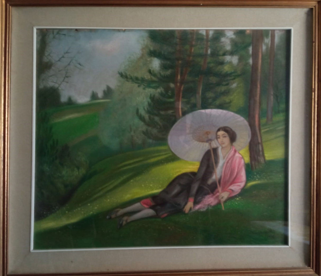 Alberto Martini - Senza titolo (figura femminile con ombrello)