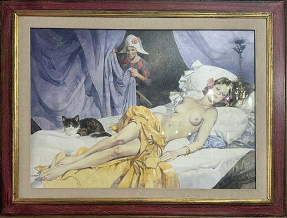 Nudo di donna con gatto - Olio su tela - Biffignardi