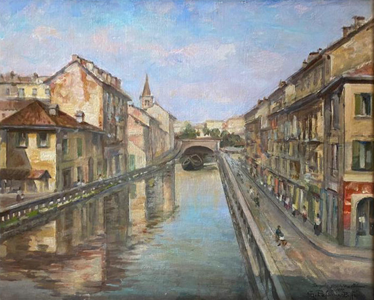 Giuseppe Pessina Biffi - Naviglio grande a Milano