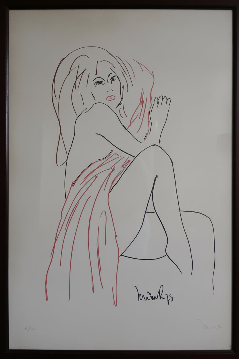 Litografia su carta con nudo femminile di Herry Jelinek