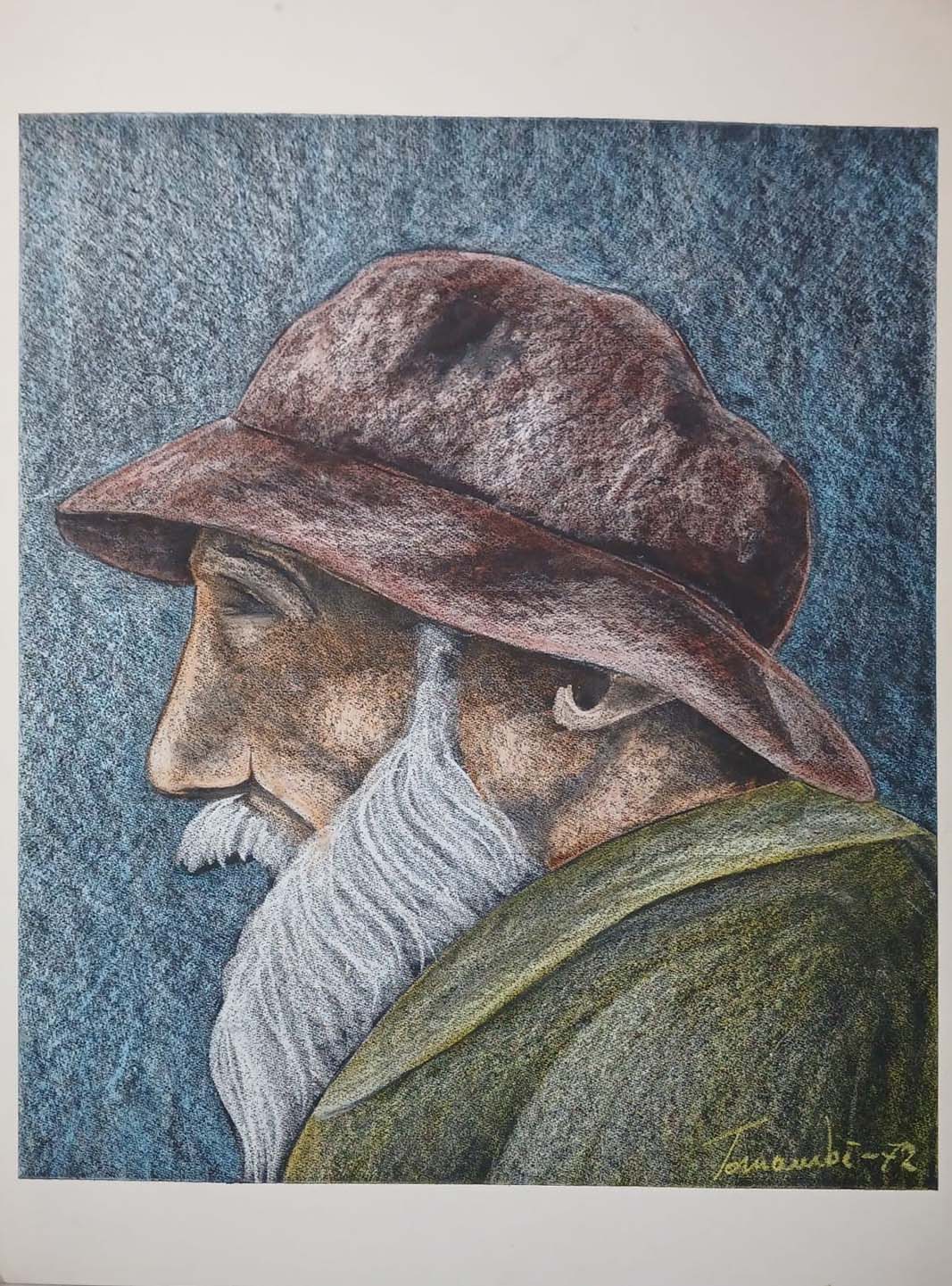 Rino Tornambè, Senza titolo (ritratto maschile), tecniche miste, 70 × 50 cm