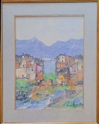 Case nel borgo, di Bruno Tintori, Olio su tavola, 40X30