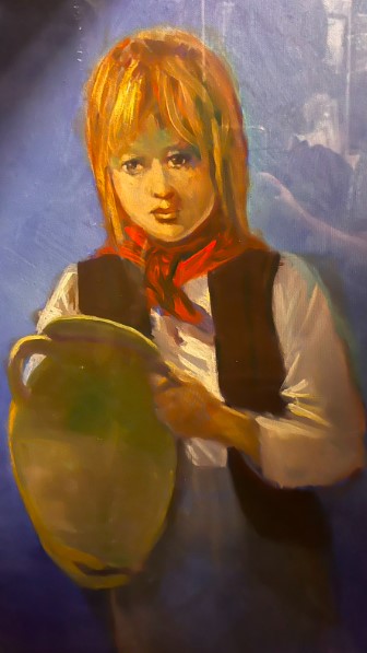 Ragazza con brocca di Karim Said, olio su tela