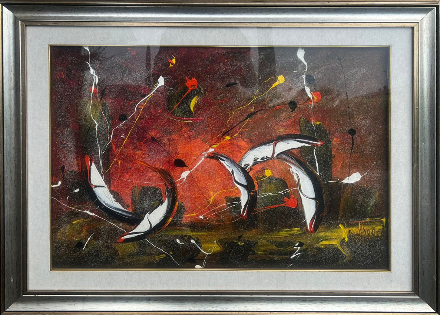 Autore Sconosciuto - Senza titolo (Astratto sfondo rosso)