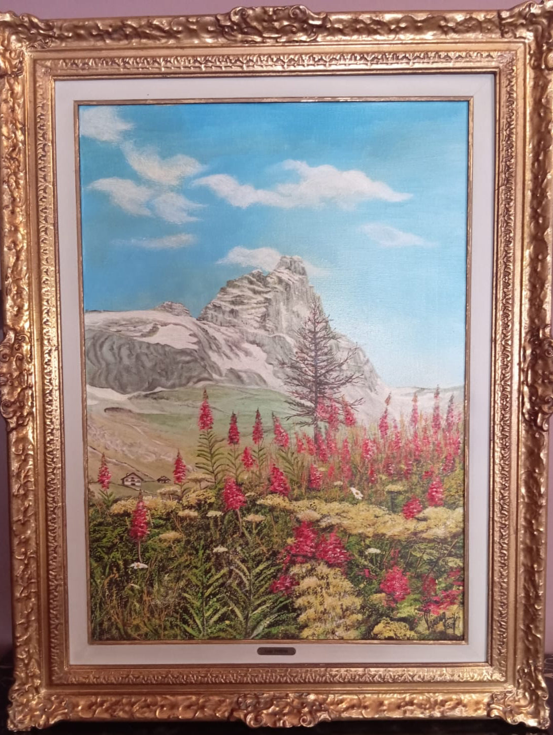 Cervino in fiore di Luigi Parena, olio su tela