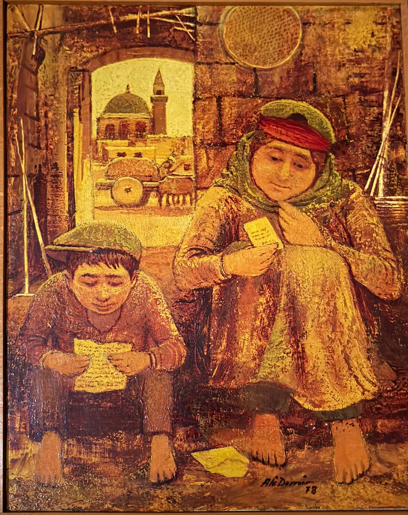 Scena di genere anatolica a olio su tela di Ali Demir