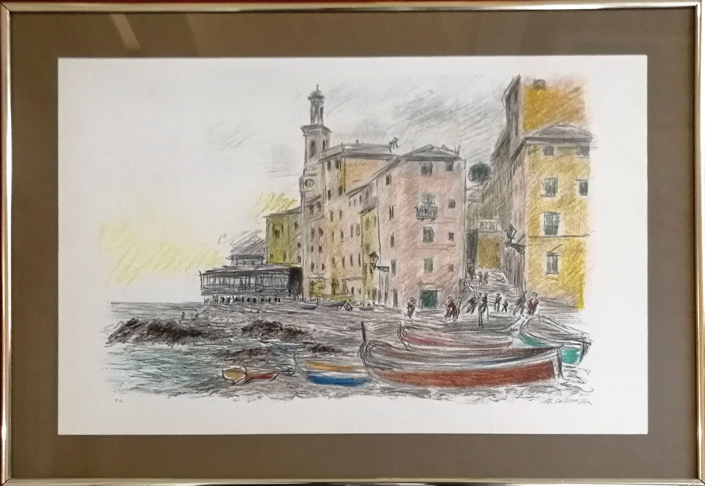 Michele Cascella - Paesaggio con barche