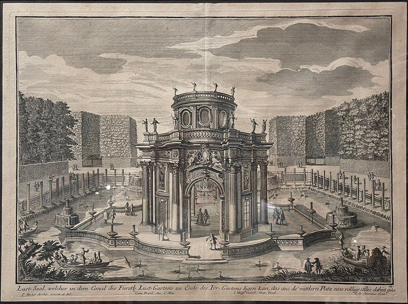 Johann August Corvinus - Lust Saal welcher im Canal des Fürstlichen Lust Gartens zu Ende des Irr Gartens liegen cannn, das aus dem middle Platz eine völlige Allée dahin geht