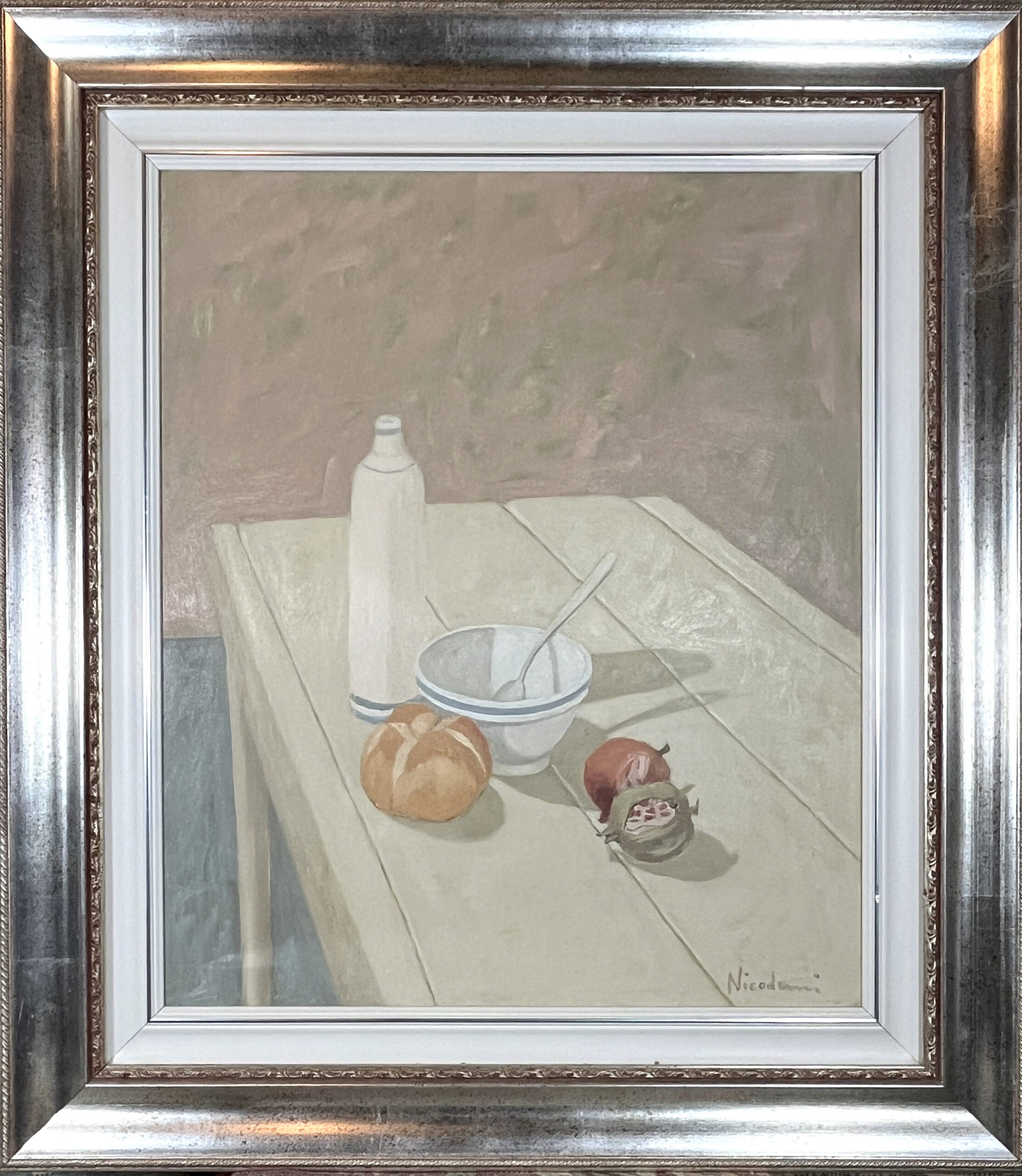 Rolando Nicodemi -  Bottiglia con tazza e pane