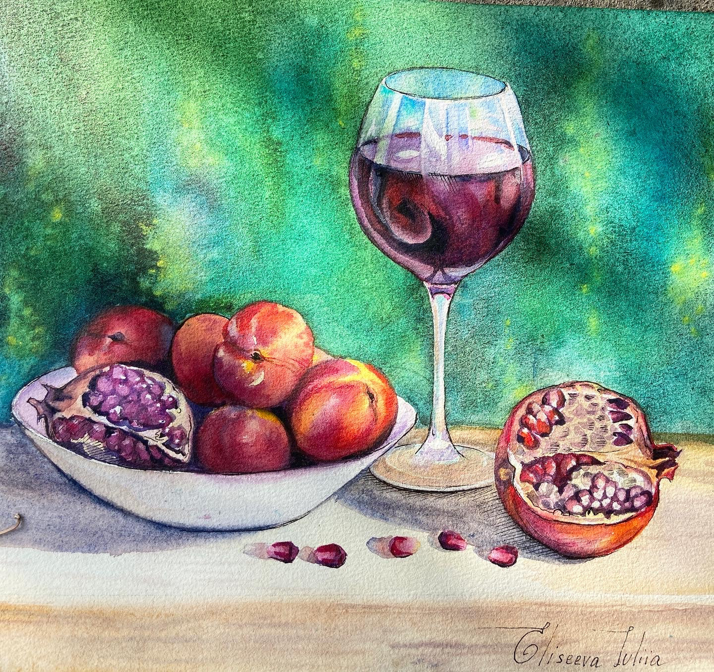 Copa de vino con fruta