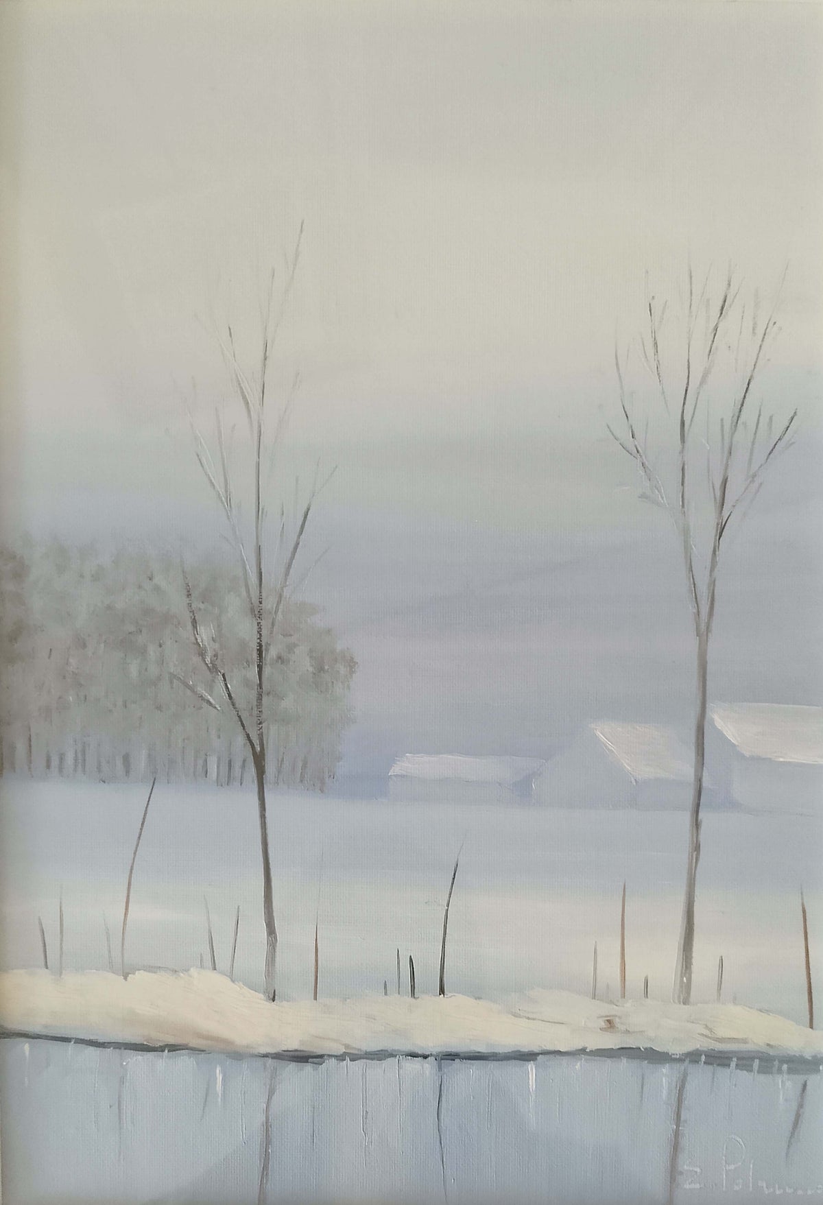 Paesaggio invernale di Evasio Patrucco, olio su tela