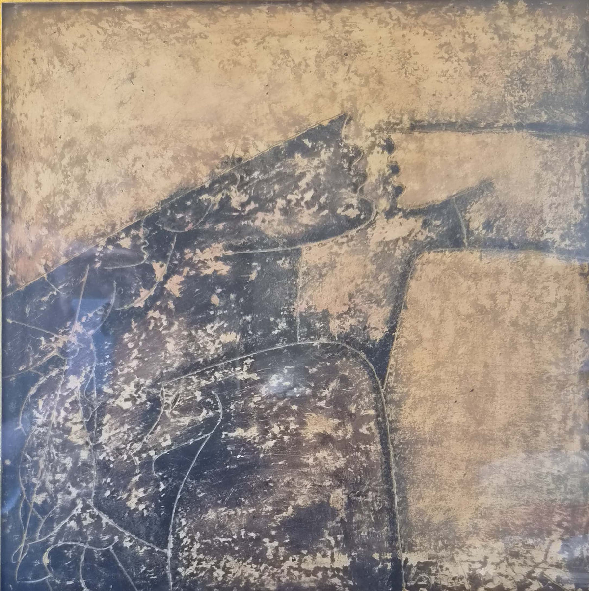 Storia umana vive di Gianfranco Testagrossa, frescografia su tela del 1980