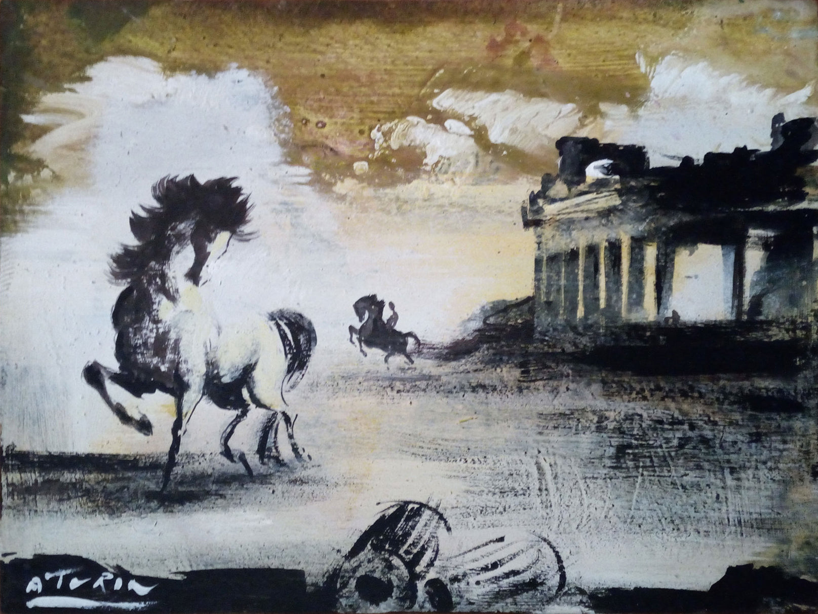 Angelo Turin - Cavalli con Tempio