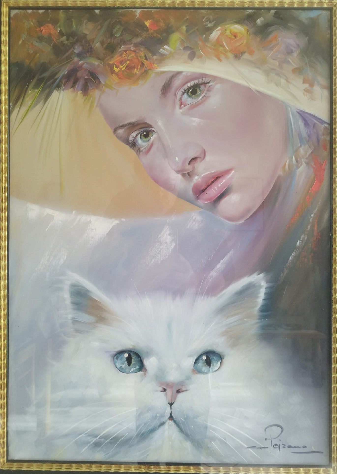 Gastone Peirano - Volto con gatto