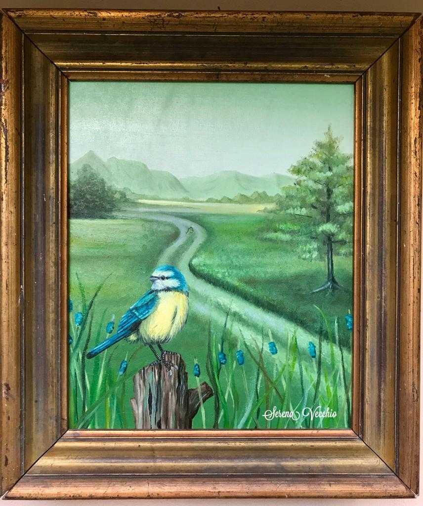 Paesaggio con uccellino