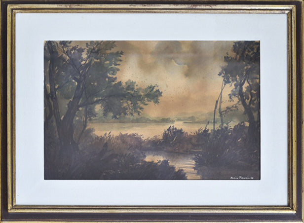 Enrico Fornaini -  Senza titolo (Paesaggio lacustre)