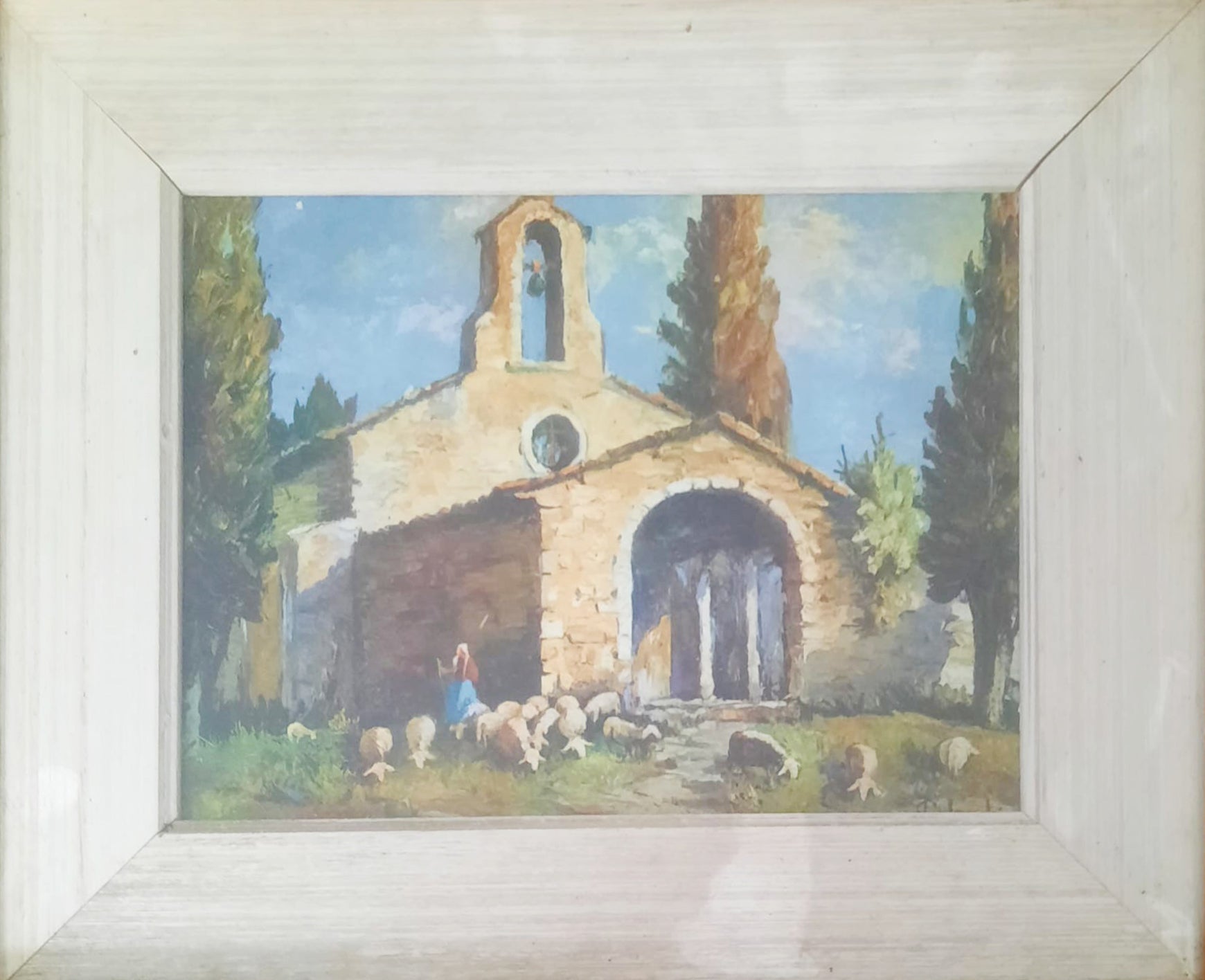 Colombini - La campesina con ovejas frente a la iglesia