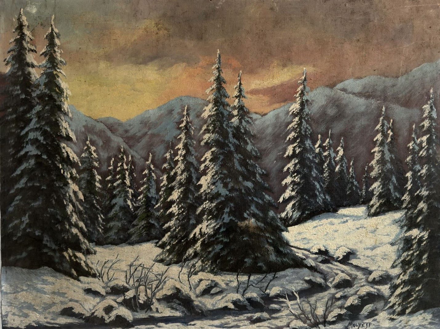 Melye - Sin título (Paisaje con árboles nevados)