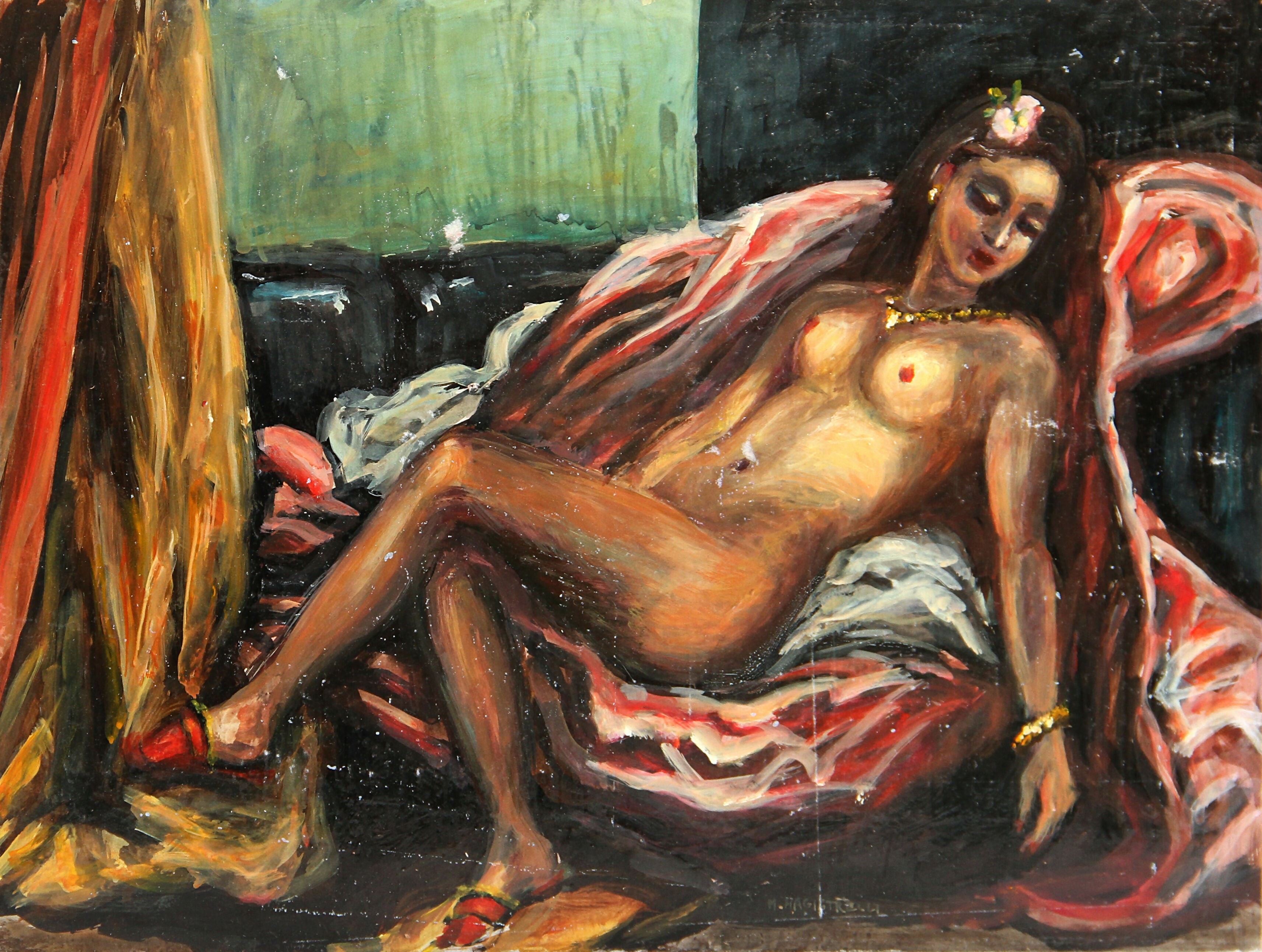 Nudo gitano, olio su tavola di Miranda Magistrelli