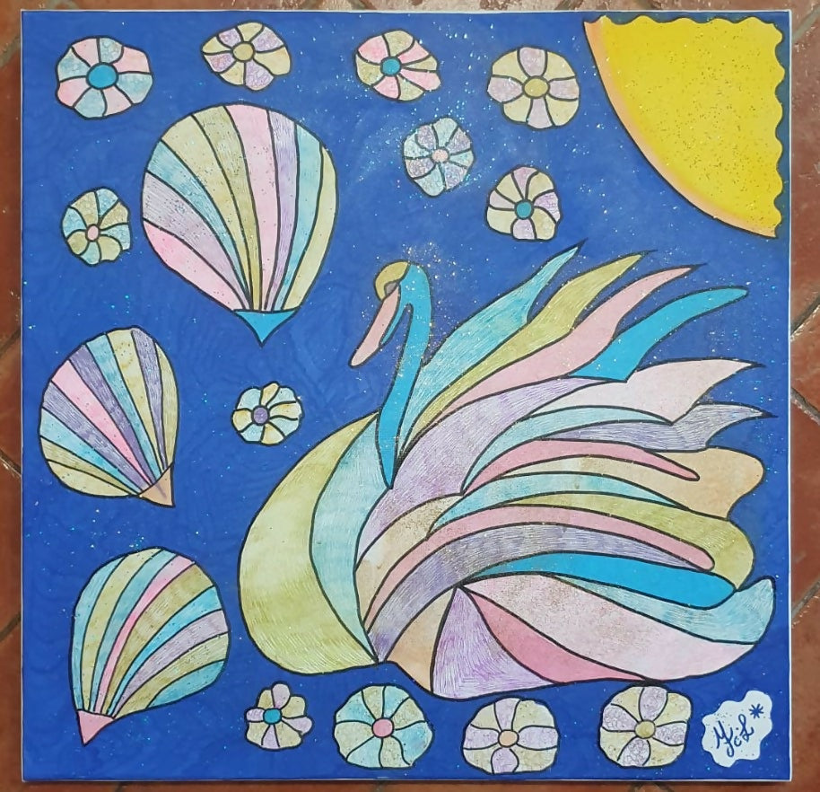 Collezione n° 26: Cigno floreale di Linda Fileccia, tecniche miste