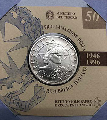Moneta celebrativa 50° anniversario proclamazione Repubblica Italiana - Istituto Poligrafico e Zecca dello Stato