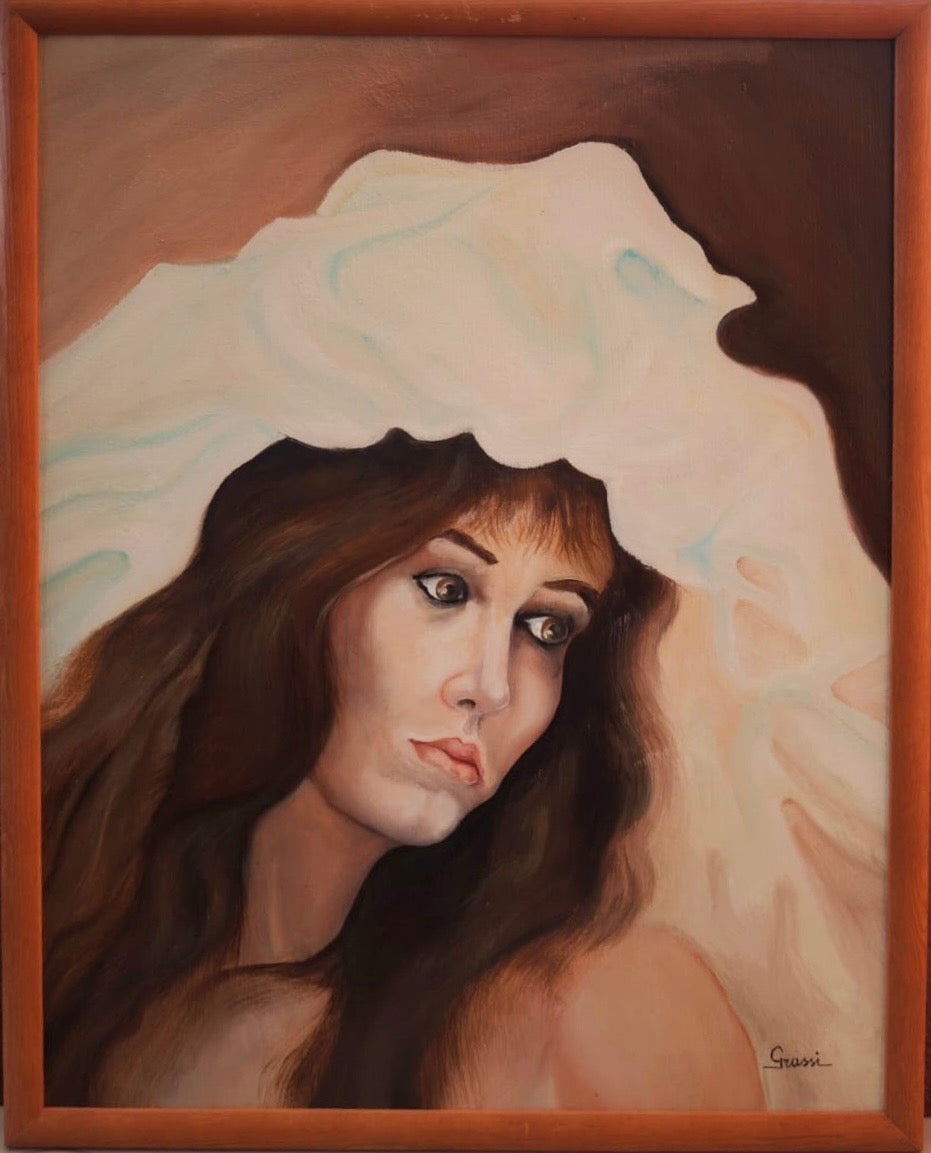 Ritratto femminile di Osvaldo Grassi, tecniche miste